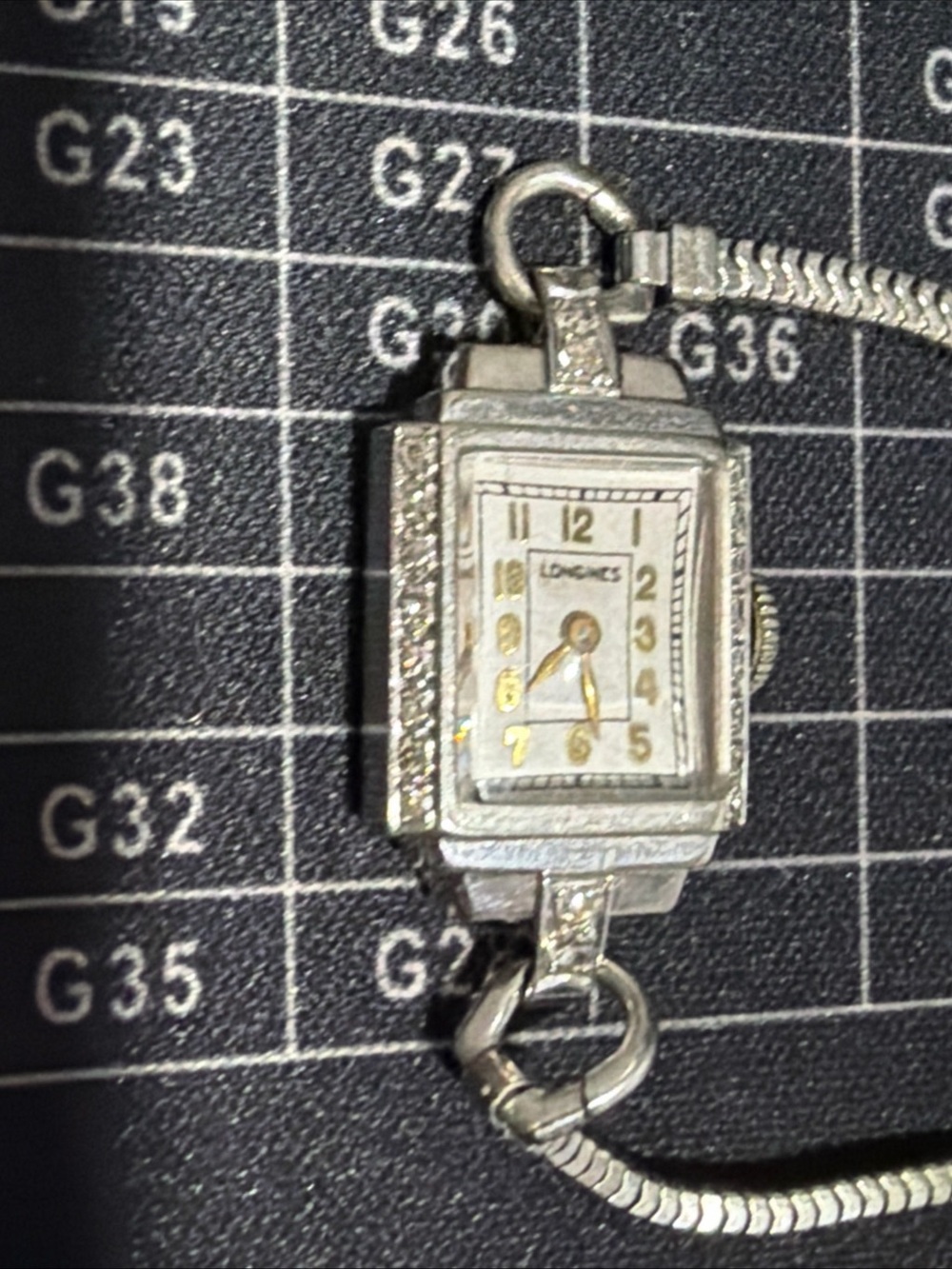 Vintage Solid 14k White Gold And Natural Diamond Longines Mechanical Watch